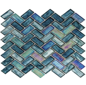 Cobalt Sea Herringbone - glass tile